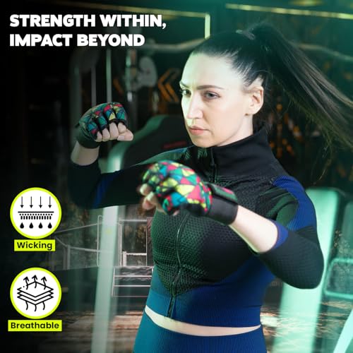 Image of WYOX Neoprene Gel Boxing Hand Wraps Inner Gloves for Men & Women - 80cm /31in Quick Wrist Strap, Padded Knuckle Protection, Fingerless MMA Muay Thai Kickboxing Wraps for Training & Martial Arts