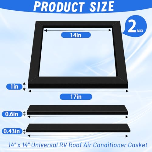 Convivium 14" x 14" Universal RV Roof Air Conditioner Gasket, Self-Adhesive Closed-Cell EPDM Foam Seal, Leak-Proof Compression RV AC Gasket for Camper Roof, Easy Install, Clean Removal，2 Packs by Convivium - Image 2