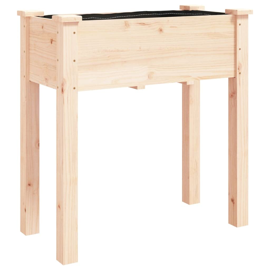 Fioriera in Legno Massello di Abete con Fodera, 71x37x76 cm | Orto rialzato ideale per balcone e giardino, completo di fodera protettiva e fori per il drenaggio dell'acqua.