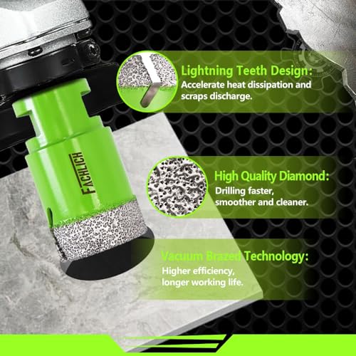 FACHLICH Diamantbohrer 130mm Diamant-Bohrkronen Fliesenbohrer Lochsäge M14 Gewinde für Porzellan Fliese Keramik Granit Marmor Trockenbohren
