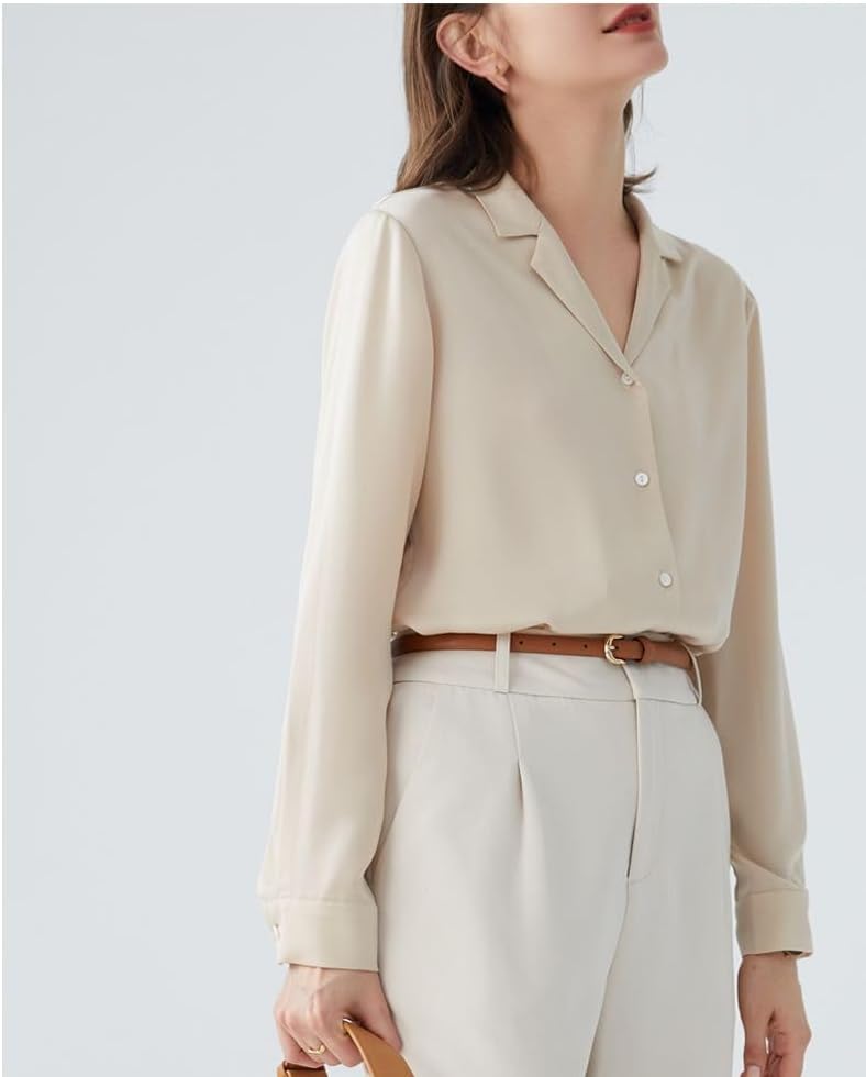 MAFSMJP Womens Boutton Down Shirt V-Neck Long Sleeve Suit Collar Spring Autumn Shirt for Lady