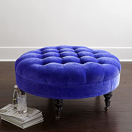 Pouf en velours de luxe moderne avec pieds en bois robustes - 2