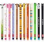 LEGAMI - Set of 12 Erasable Gel Pens with Thermosensitive Erase Ink, Range of ink colours & barrel designs, 0.7mm Tip, Animal Designs