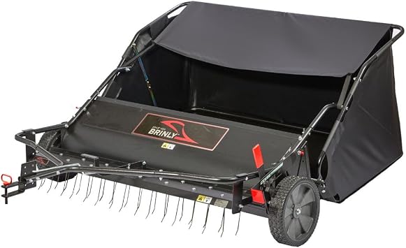 Brinly 54 Tow-Behind Combo Lawn Sweeper with Dethatcher and Hamper Windscreen