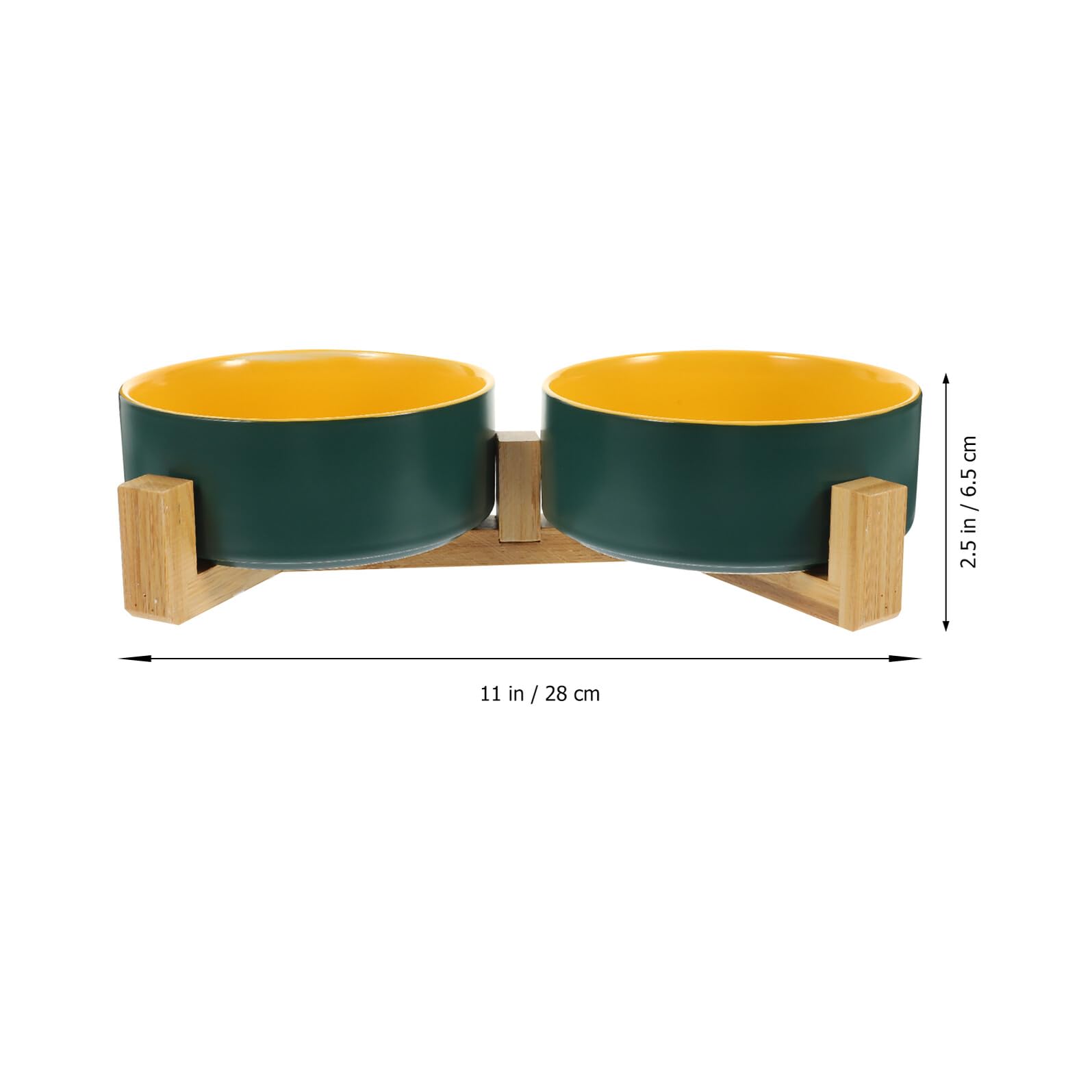 NUOBESTY Gamelle Double Céramique Surélevée avec Support Bois pour Chat et Chien Bol Alimentaire Réutilisable Capacité Spacieuse Anti-déversement pour Nourriture et Eau Confortable