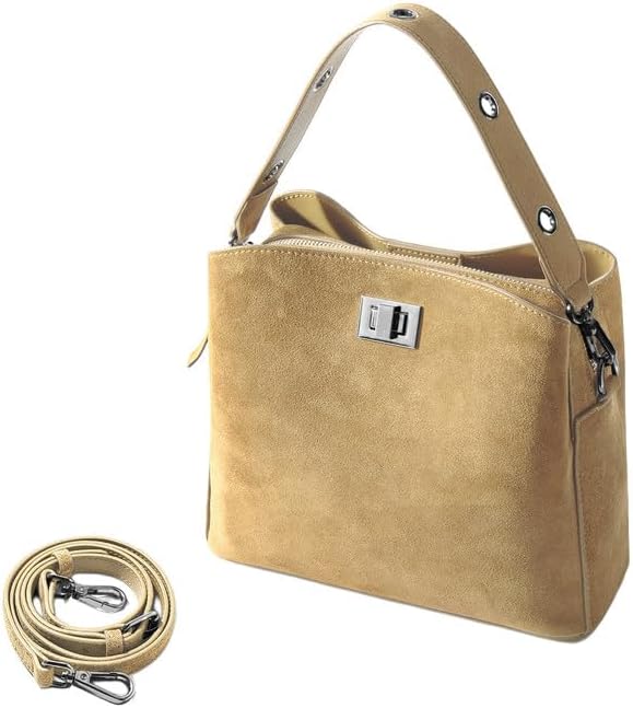 Genuine Leather Suede Bags for Women, Vintage Handbag Purse Suede Hobo Bag Slouchy ...