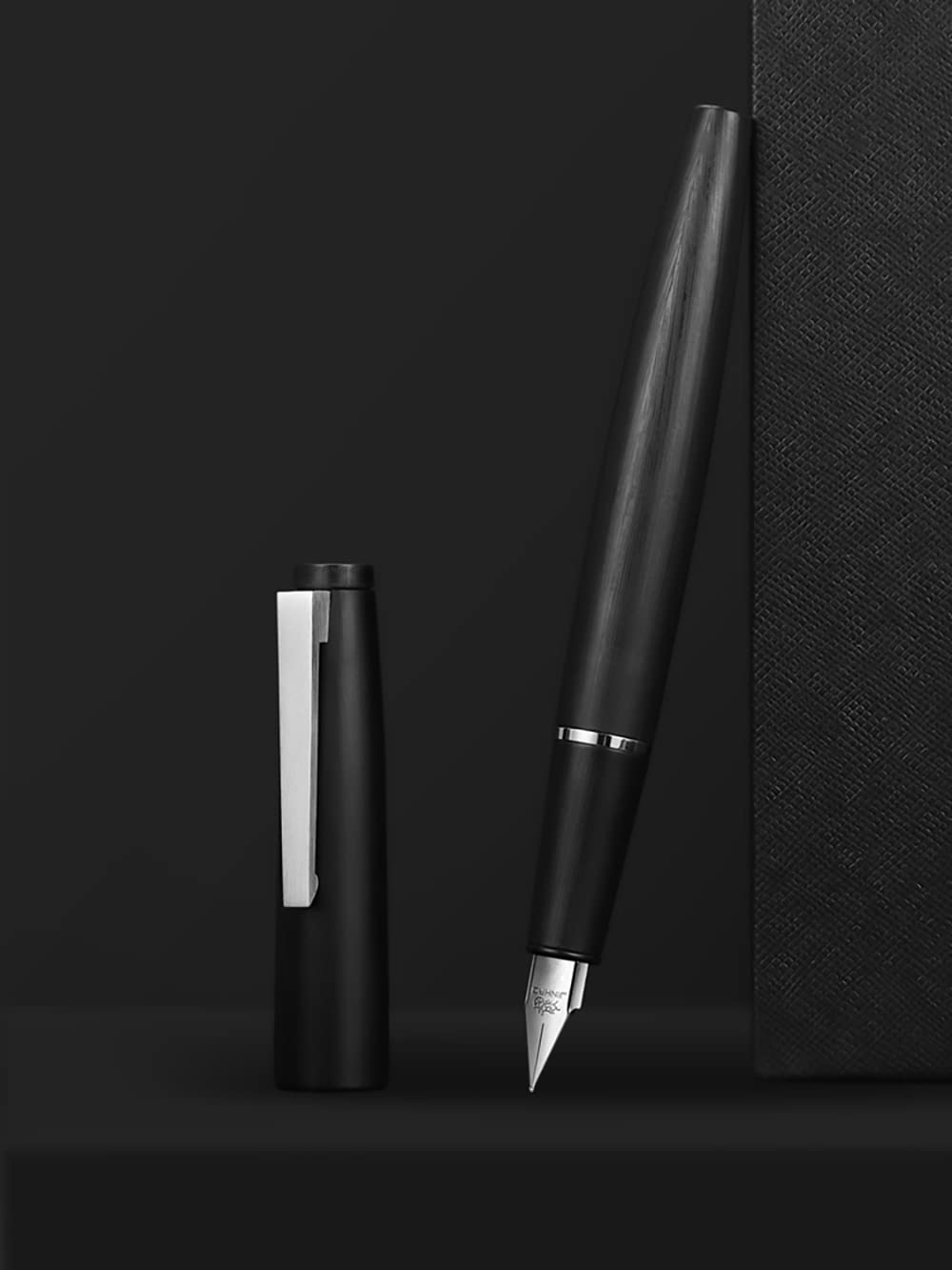 Jinhao 80 Black Fiber Brushed Fountain Pen, Iridium Fine Nib with Converter and Small Pen Bag Set (Silver Clip) - Image 4