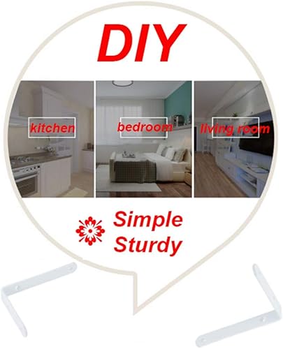 Miniatura 3 de Soportes para estantes blancos, 4 pulgadas, 6 pulgadas, 8 pulgadas, soporte de estante de metal de 10 pulgadas, grosor de 0.157 in, soporte de