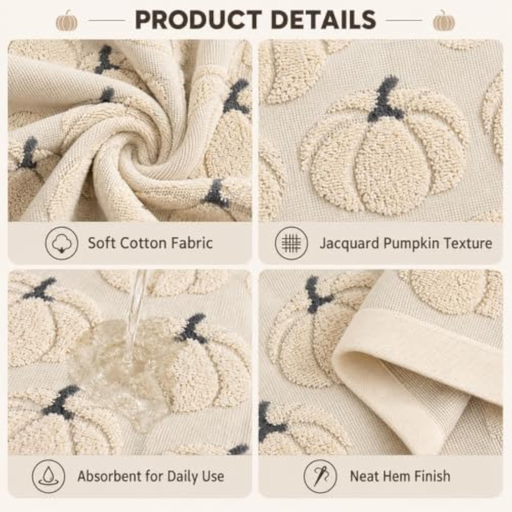 2 Pcs Fall Hand Towels, Decorative Cotton