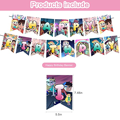 32Pcs Star Vs. The Forces Of Evil Birthday Party Decorations,Party Supply Set For Kids With 1 Happy Birthday Banner Garland , 13 Cupcake Toppers,18 Balloons For Party Supplies #TOP1