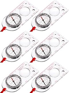 Gejoy 6 Pieces Hiking Backpacking Compass Navigation Backpacking Compass Orienteering Hiking Compass Map Reading Compass for Boy Scout Kids Outdoor Camping(Style 2)
