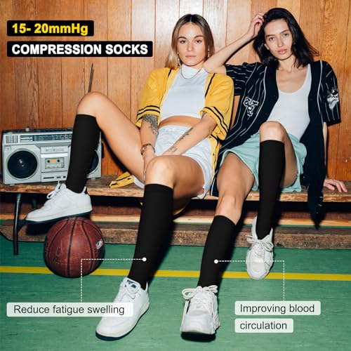 Image of Iseasoo 4 Pairs Compression Socks for Women Circulation-Best Support for Nurses,Running,Athletic,Travel