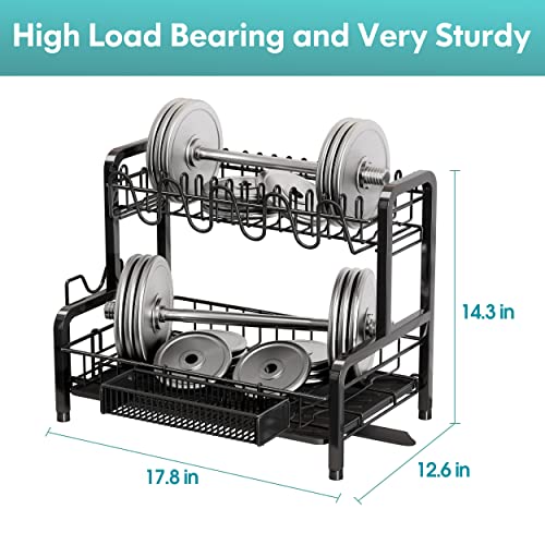Boosiny Dish Drying Rack And Drainboard Set For Kitchen Counter, 2 Tier Large Stainless Steel Sink Organizer Dish Racks With Cups Holder, Utensil Holder, Dish Strainer Shelf (Black) #TOP4