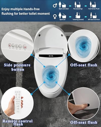 Image of TOTTE Smart Toilet with Bidet Built-in, Auto Open /Close Lid, One Piece Elongated Toilet with Instant Warm Water & Warm Air Dryer, Self-Cleaning Technology, Night Light, Tankless Toilet, ECO Mode
