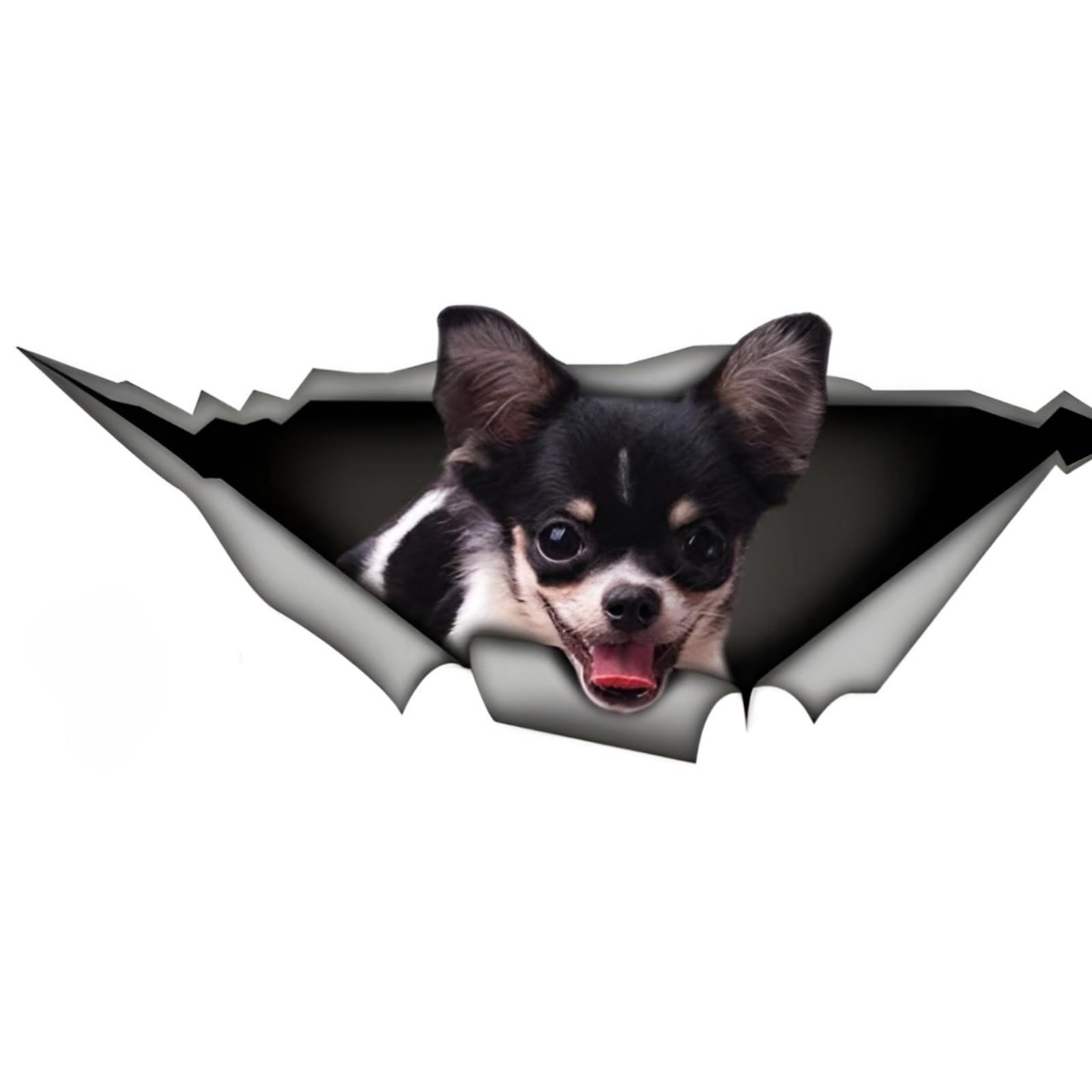 Autoaufkleber 22cm(8.7 Inch) Chihuahua Aufkleber Personalisieren 3D Zerrissen Reflektierende Autoaufkleber Schwarzer Chihuahua Car Sticker Haustier Hund Wasserdichte Aufkleber Stoßstange Dekor