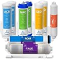 Express Water – 1 Year Reverse Osmosis System Filter Set – 11 Filters with 100 GPD RO Membrane, Carbon GAC ACB PAC, Sediment SED, Alkaline, and UV Filters – 10 inch Size Replacement Water Filters