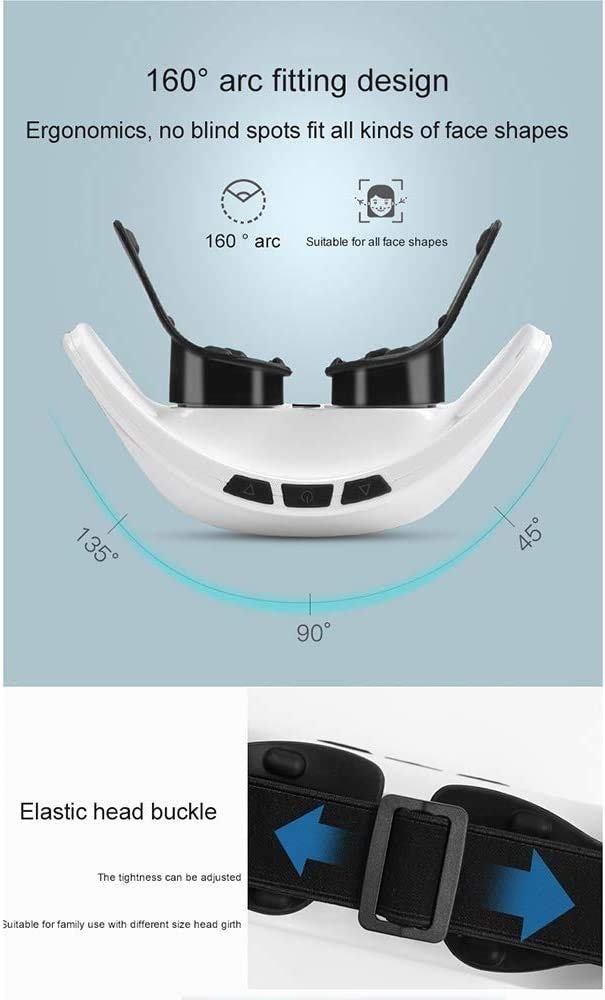 Masajeador de ojos cómodos con calor y vibración, máscara de masajeador de ojos de compresión de aire con tecnología de movimiento de luz verde y magnetics para la cepa de ojos secos, círculos o