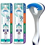 GuruNanda Dual Action Tongue Scraper, 2-in-1 Tongue Scraper & Soft Bristled Brush, Deep Cleans & Fights Bad Breath - Color Varies (Pack of 2)