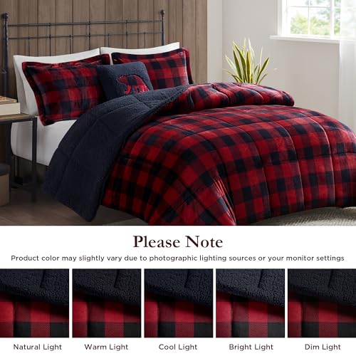 Woolrich Soft Plush Sherpa Reversible Queen Comforter Set, Red & Black 4PC by Woolrich John Rich & Bros. - Used condition - Image 7