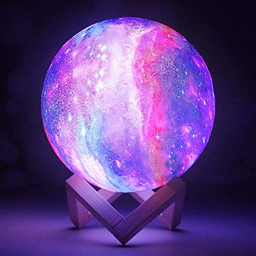 Nsl Lighting Galaxy Lamp With Wooden Stand 16 Led Colors Touch & Remote Control Usb Rechargeable 7.1 Inch #TOP1
