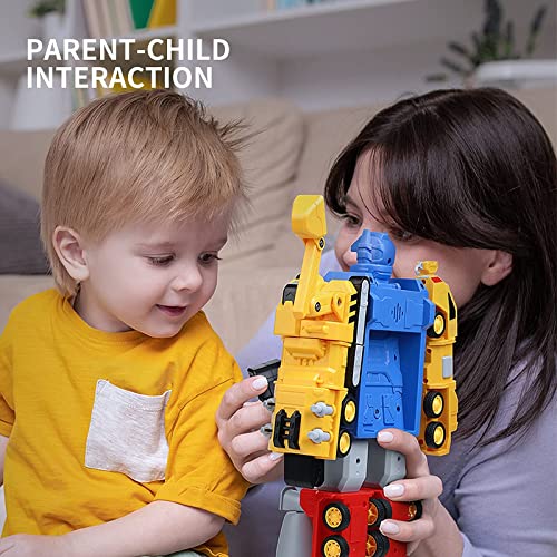 SNAEN Toys for 3 4 5 6 7 Year Old Boys Construction Vehicles Transform Robot Kids Toys, STEM