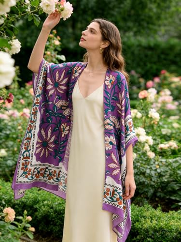 Image of Spicy Sandia Kimonos for Women Floral Beach Cover Up Loose Swimsuit Bathing Suit Coverup Cardigan for Summer Swimwear