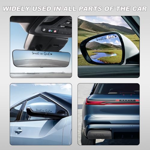 Image of DXNQ 2PCS Trust in God Rearview Mirror Decals, Automotive Vinyl Rear View Mirror Decorative Stickers, Waterproof Trust in God Stickers for Car Truck Laptop, Car Accessories (Black)