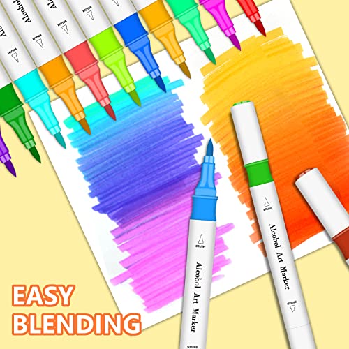 Restly Premium 40 Alcohol Markers Brush Tip For Drawing & Sketching – Stunning Dual Tip Coloring Pens For Kids & Adults – Alcohol Based Coloring Markers For Adult Coloring Painting, Calligraphy #TOP7