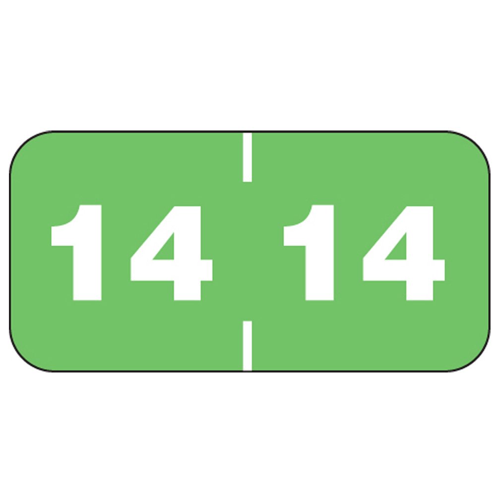 TBL-14 1287 Permanent Color Code Label, Year, "14", 1 1/2" x 3/4", Light Green (Pack of 500)