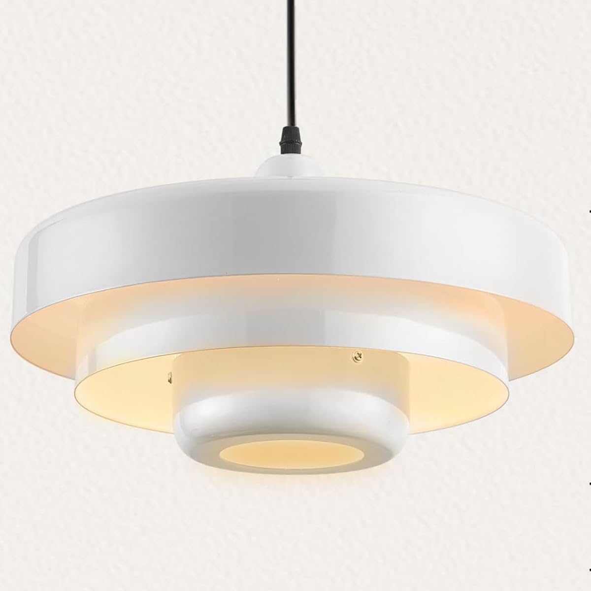 Lámpara de araña minimalista vintage negra y blanca con base E27 para techo de salón