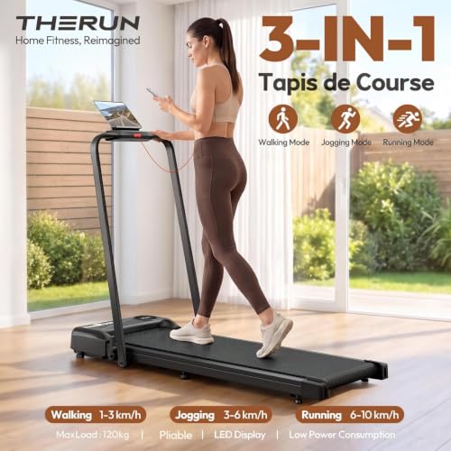 Tapis Roulant Pliable Tapis de Course Electrique 10KM/H Vitesse Réglable Ultra Silencieux avec télécommande et écran LCD pour Maison/Bureau – vue 2