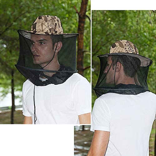 Festnight Chapéu de proteção solar dobrável ao ar livre com proteção de malha de rede de cabeça para