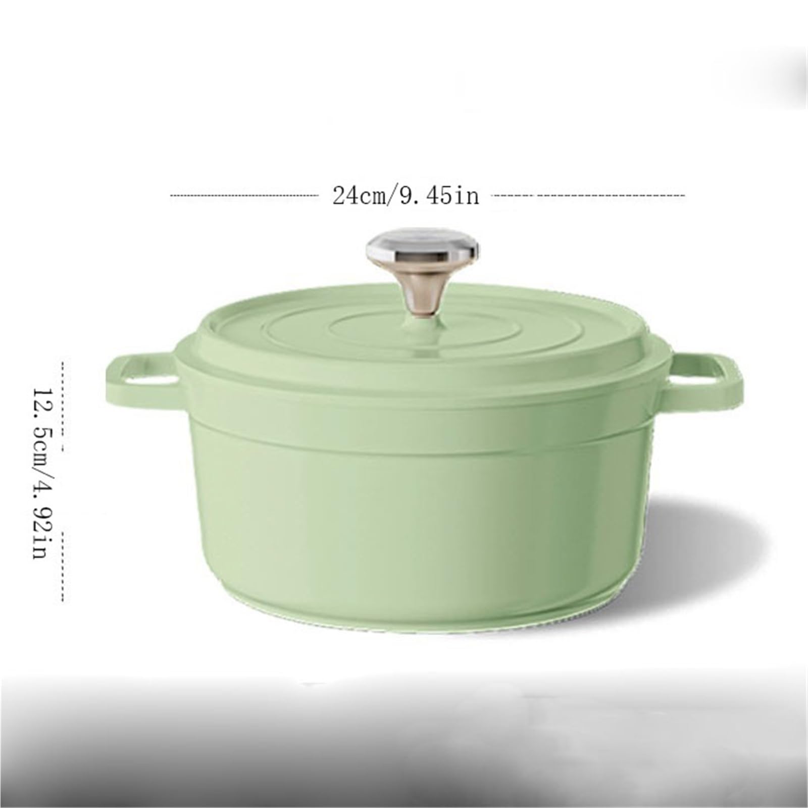 Pentola Smaltata, Graziosa Casseruola Rotonda In Ghisa Smaltata Antiaderente Con Coperchio, Forno Olandese Facile Da Pulire Con Morsetto Triangolare Termoisolante(Green,24cm/9.45in)
