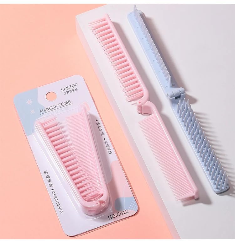 Image of Nibbler Foldable Travel Comb - Portable Hair Comb for Detangling, Scalp Massage & Anti-Static Styling (Pack 2)