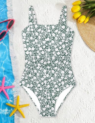 Image of Girls One Piece Swimsuit Bow Back Girls Bathing Suit Adjustable Straps Quick Dry Girl Swimwear 9-16T Swim Suit