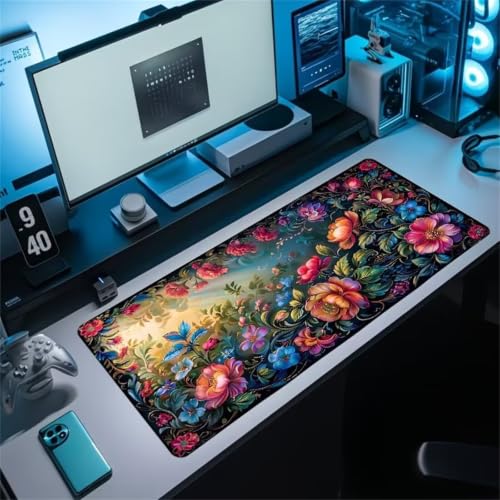 Alfombrilla de ratón gaming fluida y precisa de gran tamaño lavable con estampado floral
