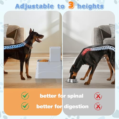 Rywell 4L Gravity Pet Feeder and Water Dispenser Set, Automatic with Stainless Steel Bowls, 3 Height Adjustable for Dogs and Cats - Image 3
