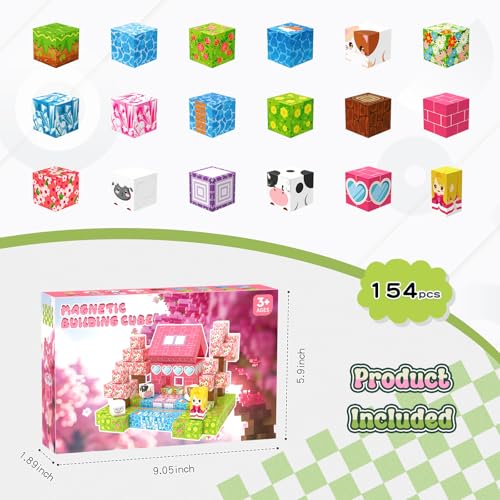 Magnetische Bausteine Blöcke 154 Stück, Magnete Welt Set, Grün – Ansicht 5