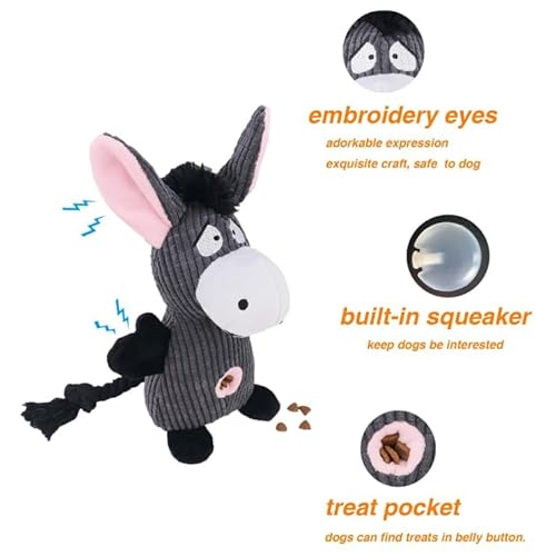 Edlike Burro Brinquedo de Cachorro Que Faz Barulho com Papel Amassado Corda de Pelúcia Brinquedo de