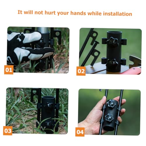 Support pour bâtons de tente de camping en acier noir résistant - 6