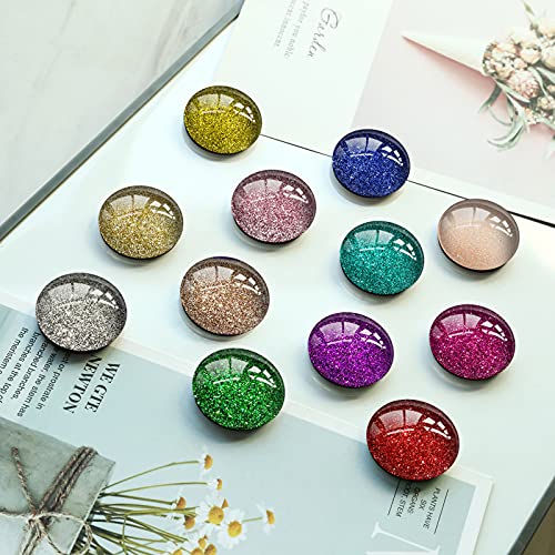 Cosow 12Pcs Glass Strong Magnetic Refrigerator Magnet Fridge Sticker - Shiny Round Glass Fridge Decoration, Office Whiteboard Magnet, Cabinet Magnet, Dishwasher Magnet, Cabinet Cute Locker Magnet #TOP2