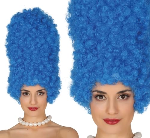 FIESTAS GUIRCA | Perruque Boucles Bleue (40 cm) - Accessoire de Costume pour Fêtes à Thème et Cosplay de Jeux Vidéo - Idéal pour Femme Adulte à Halloween et Carnaval - Bleu