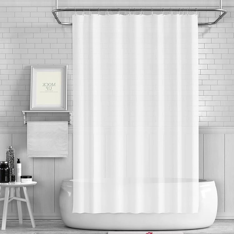 Clear Shower Curtain Liner: Waterproof Plastic Bathroom Shower Liner Premium Lightweight Curtain for Bathroom with Rustproof Metal Grommets and 3 Magnets Standard Size (White)
