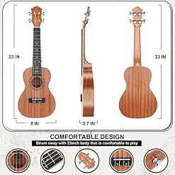 Ranch – Ensemble avec ukulélé concert professionnel 58 cm en bois avec 12 leçons en ligne gratuites (français non… - Les Beatles, Paul McCartney, John Lennon, RIngo Starr, George Harrison Ranch – Ensemble avec ukulélé concert professionnel 58 cm en bois avec 12 leçons en ligne gratuites (français non… – Image 4