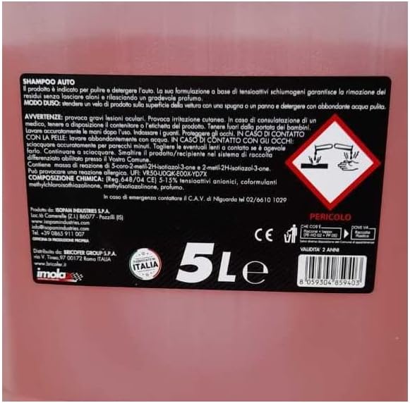 imolax YOUR CAR, YOUR STYLE Car Shampoo product label with safety warnings