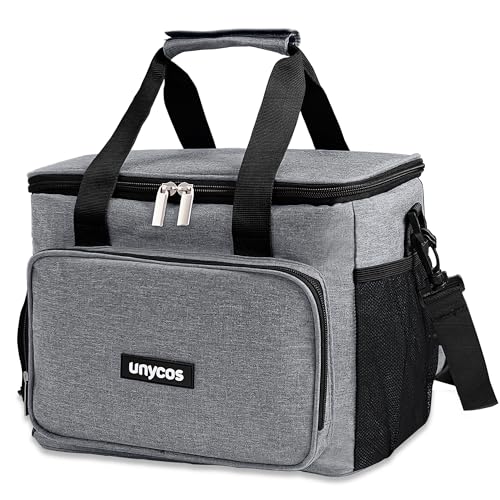 unycos - Bolsa Térmica Porta Alimentos 15L - Nevera Portátil, Lunch Box Impermeable, Hermética e Isotérmica, Porta Fiambrera para Almuerzo, Oficina, Viaje, Pícnic o Colegio (Gris Claro)