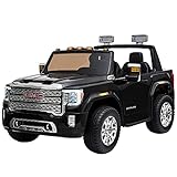 Aosom 12V GMC Sierra HD Battery Kids Ride On Car with Remote Control, Bright Headlights, & Working Suspension, Black