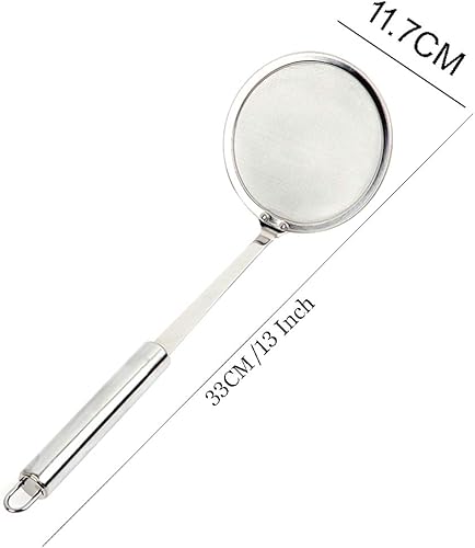 Miniatura 8 de Paquete de 2 cucharas de acero inoxidable, colador de alimentos de malla fina para desnatar, grasa, salsa y espuma, filtro de cuchara para