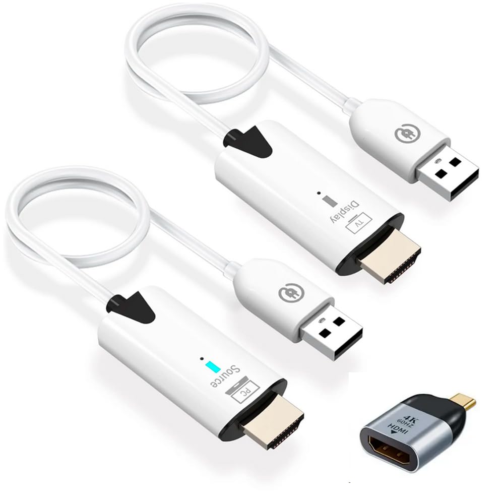 NODELINK HDMI Wireless 1080P with USB-C Adapter, Transmitter and Receiver Plug & Play for PC, Laptop, HD TV, Smartphone, PS5 and Projector, HDMI Wireless, Video Streaming