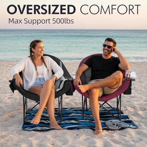 Image of Oversized Camping Chairs for Adults - Heavy Duty Padded Outdoor Camp Chair
